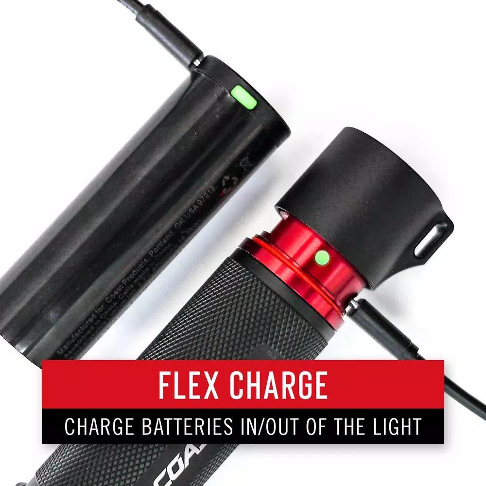 Coast HP10R 1050 Lumen Rechargeable Focusing LED Flashlight with Dual Power Flex Charge