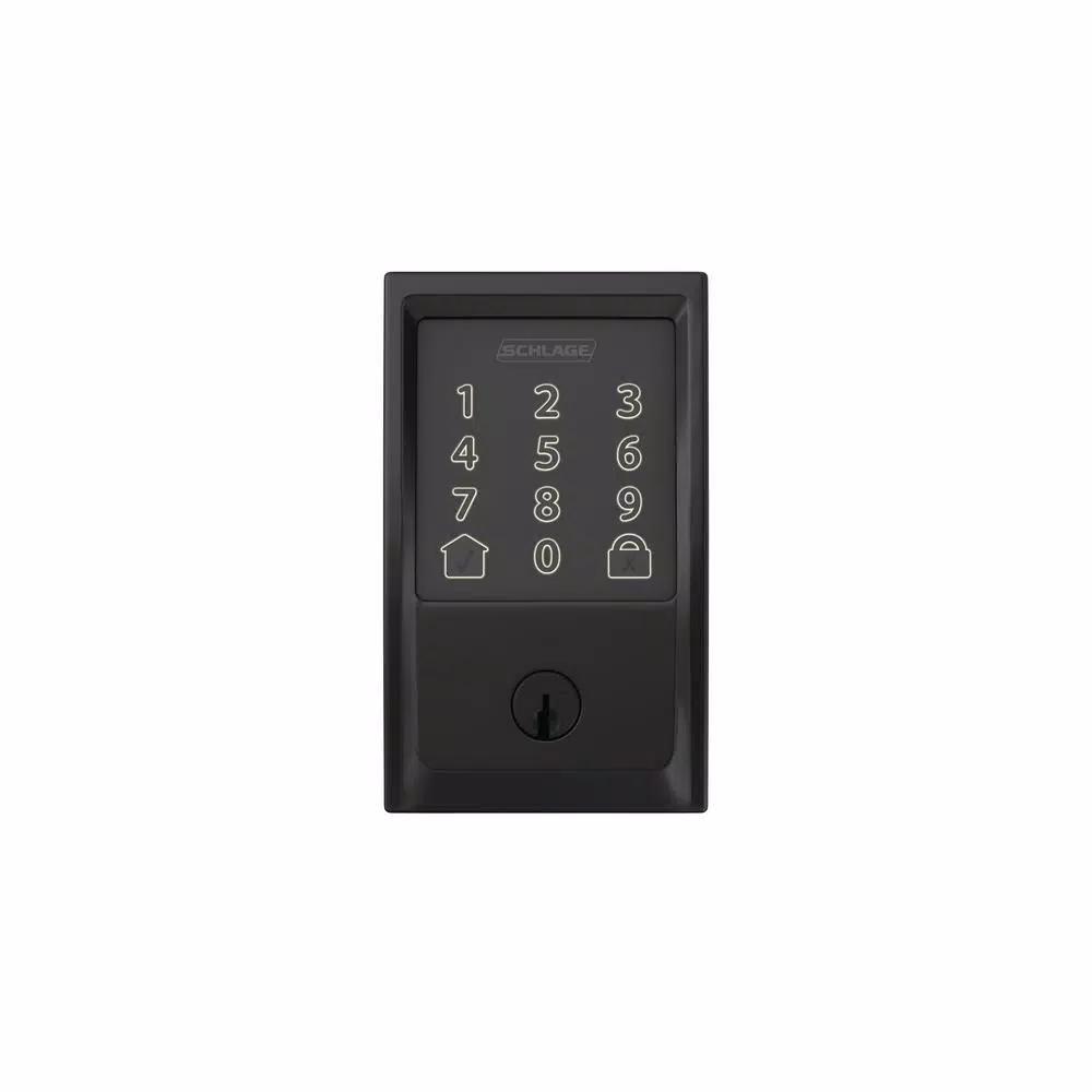 Schlage Encode Smart Wi-Fi Deadbolt with Camelot Handleset and Georgian Knob, Matte Black