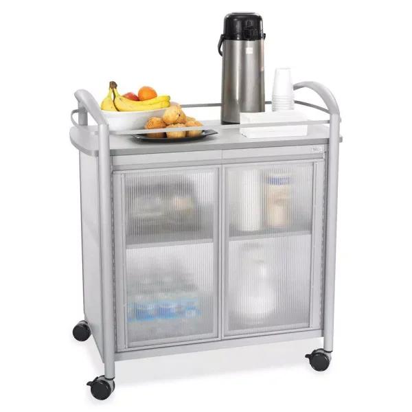 Safco Impromptu Steel Frame Refreshment Cart with Polycarbonate Side Panels, Gray