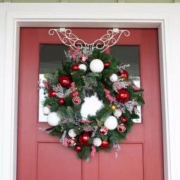 Village Lighting Company 30 in. Pre-Lit LED Nordic Red and White Christmas Wreath with Remote thumbnail 2