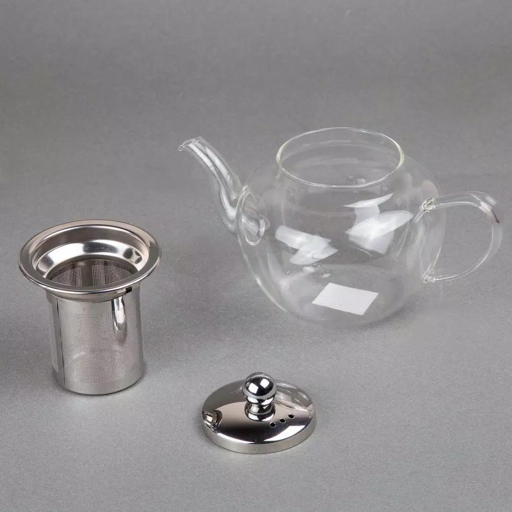 Creative Home 20 oz Borosilicate Glass Teapot with Stainless Steel Removable Lid and Infuser Basket