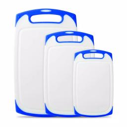 Belwares 3-Piece Plastic Cutting Board Set with Non-Slip Feet and Deep Drip Grooves, Blue thumbnail 6