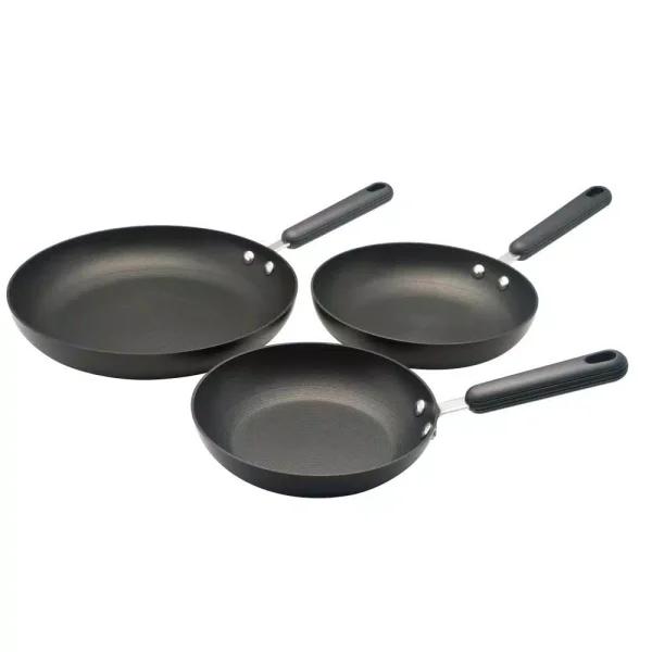 Circulon Classic Hard-Anodized Aluminum Nonstick Skillet Set, 3-Piece, Black