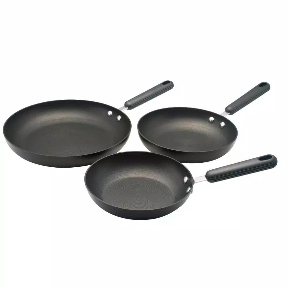 Circulon Classic Hard-Anodized Aluminum Nonstick Skillet Set, 3-Piece, Black