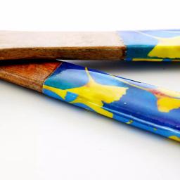 Gibson Elite Philomena 2-Piece Mango Wood Salad Serving Set with Enamel Watercolor Handles thumbnail 2