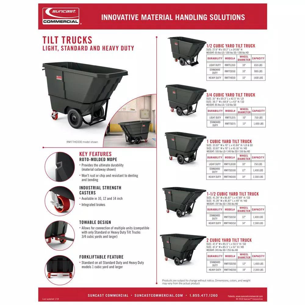 Suncast Commercial 0.5 cu. yds. Tilt Truck Replacement Lid, Black