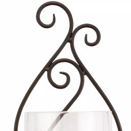 Stonebriar Collection Stonebriar Black Metal Scrolled Pillar Candle Sconce with Glass Cylinder thumbnail 2