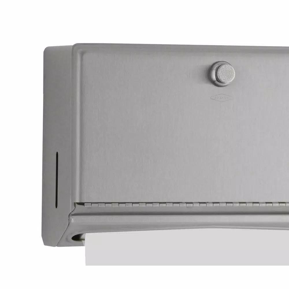 BOBRICK Satin Stainless Steel Paper Towel Dispenser, Wall-Mounted, 200 C-Fold or 275 Multi-Fold Capacity