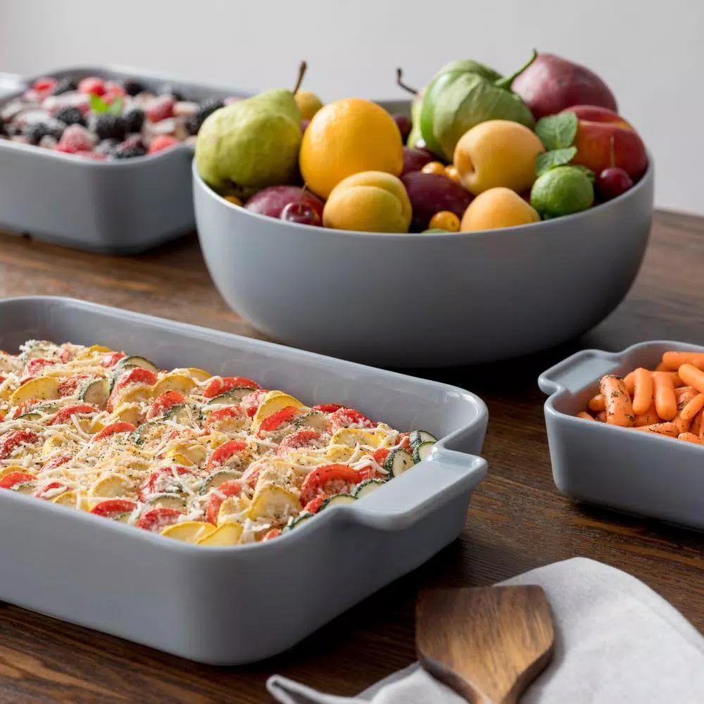 CorningWare 2 Qt. Square Stoneware Baker, 8 in. x 8 in., Ash Gray