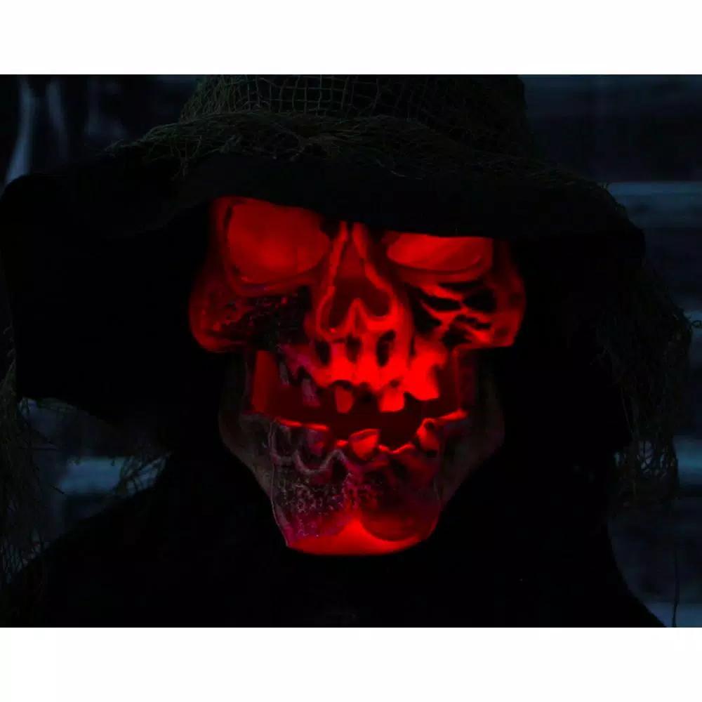 Haunted Hill Farm 6 ft. Animated Skeleton Witch Halloween Prop with Multi-Color Light Effects