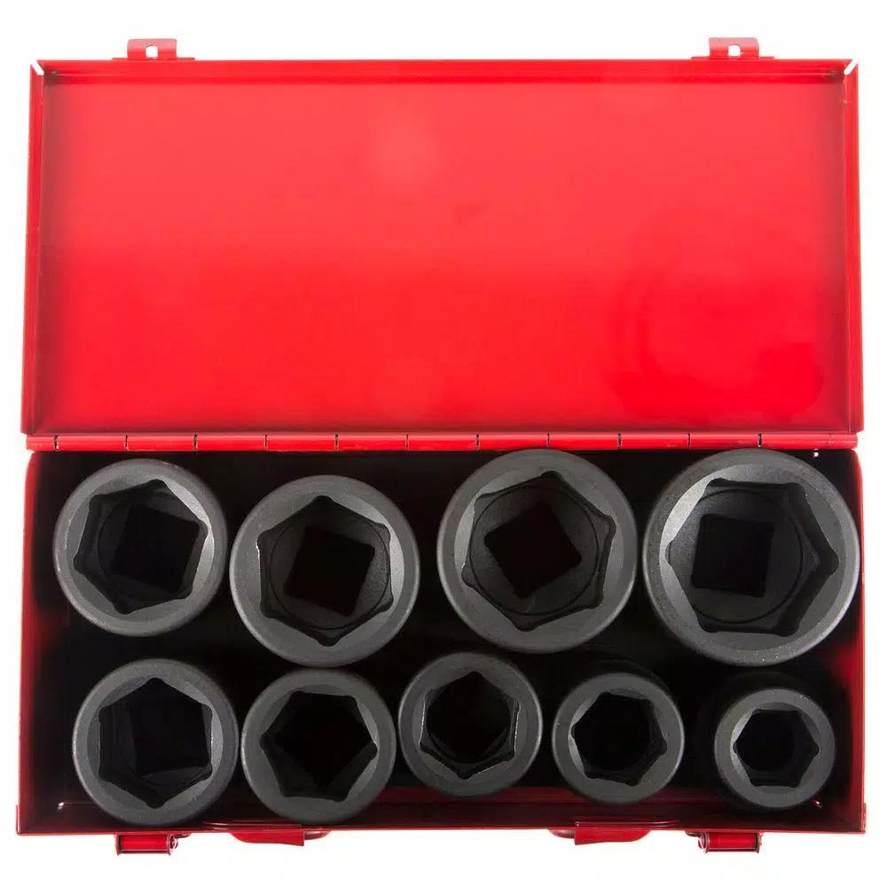 Steelman PRO 79295 1 in. Drive 6-Point SAE Impact Socket Set, 9-Piece