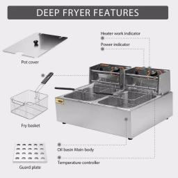 VIVOHOME 20.7 Qt. Stainless Steel Dual Basin Electric Deep Fryer, 5000W with 2 Removable Baskets thumbnail 3