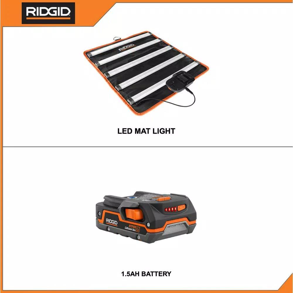 RIDGID 18V Cordless LED Mat Light with 1.5 Ah Lithium-Ion Battery