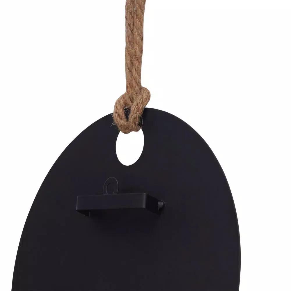DANYA B Algarve Black Round Pillar Candle Sconce with Mirror and Rope