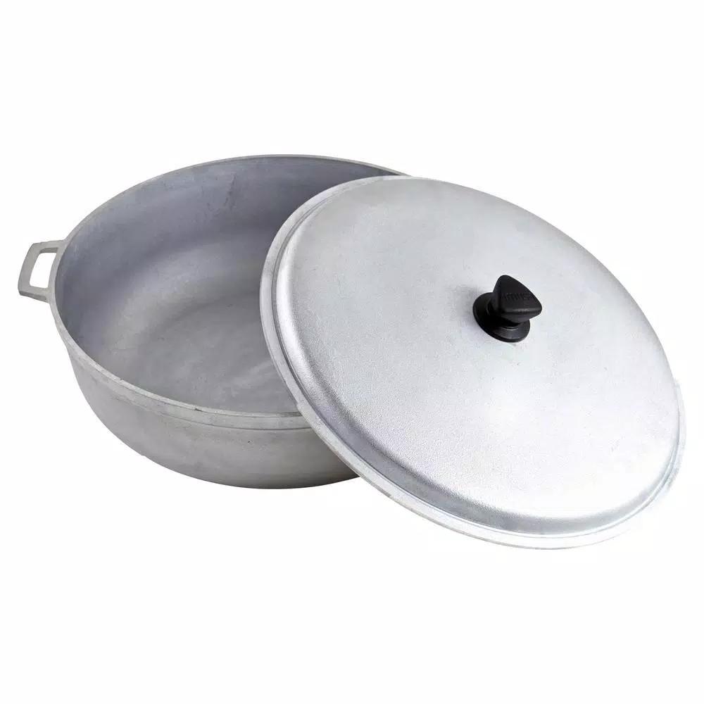IMUSA 17.9 qt. Cast Aluminum Caldero with Natural Finish and Tight Fitting Lid