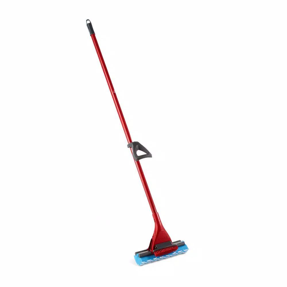 O-Cedar Microfiber Power Scrub Roller Mop with Triple-Action Sponge and Scrubbing Brush