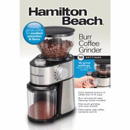 Hamilton Beach 16 oz Stainless Steel Burr Coffee Grinder with 18 Grind Settings thumbnail 4