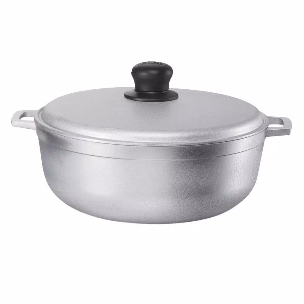 IMUSA 11.6 qt. Cast Aluminum Caldero with Natural Finish and Tight Fitting Lid