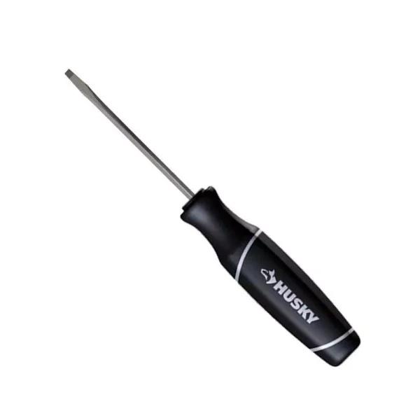 Husky 1/8 in. x 2-1/2 in. Slotted Screwdriver with Ergonomic Pentagonal Handle
