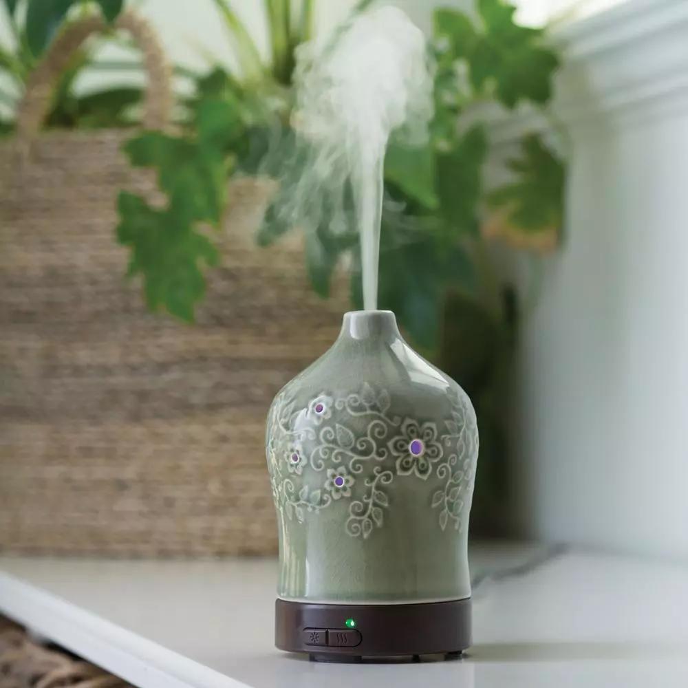 Airome Perennial Ultrasonic Essential Oil Diffuser, 9.3 in, Jade Green Ceramic