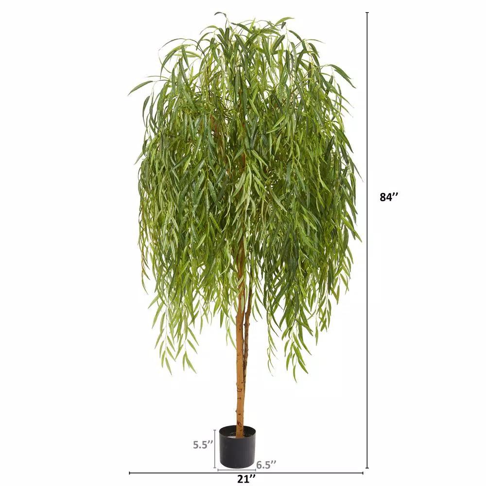 Nearly Natural Inc. 7 ft. Artificial Willow Tree with Green Leaves