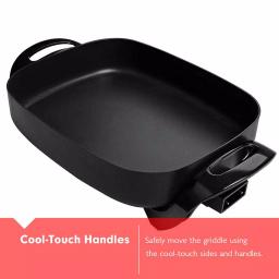 Boyel Living 12 in. Square Black Nonstick Ceramic Electric Skillet, 1400W with Tempered Glass Lid thumbnail 6