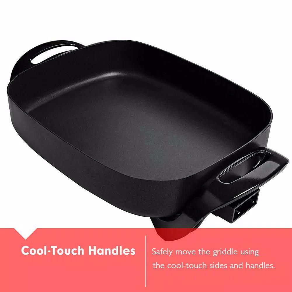 Boyel Living 12 in. Square Black Nonstick Ceramic Electric Skillet, 1400W with Tempered Glass Lid
