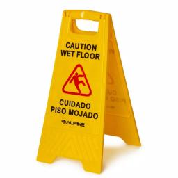 Alpine Industries 24 in. Yellow Multi-Lingual Wet Floor Caution Sign thumbnail 1