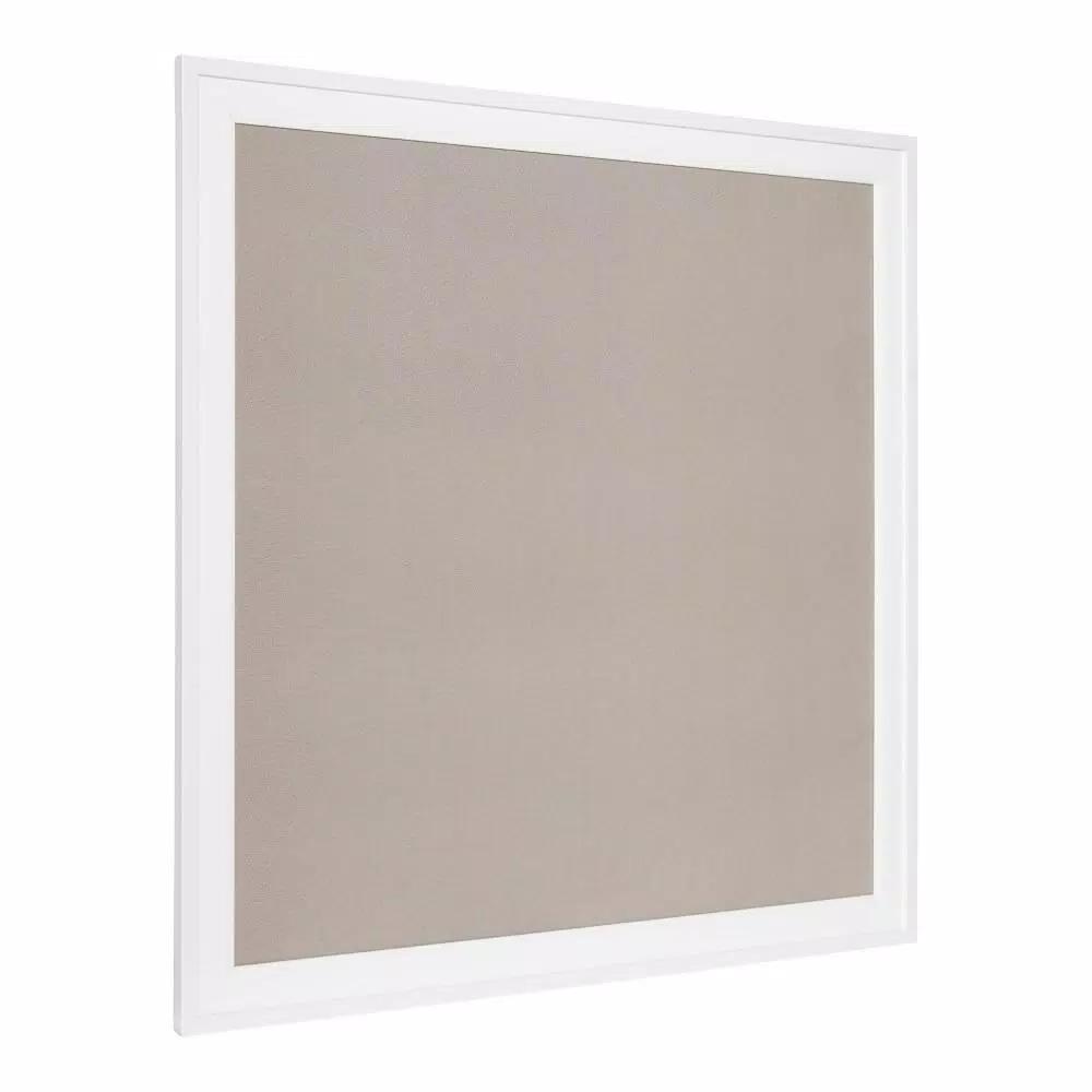 DesignOvation Bosc White Fabric Pinboard Framed Linen Memo Board, 31.5 x 31.5 in