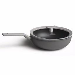 BergHOFF Leo 11 in. Aluminum Nonstick Wok with Glass Lid, Grey thumbnail 1