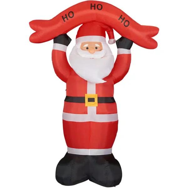 Fraser Hill Farm 10 ft. Santa Claus Inflatable with HO HO HO Sign and White Lights