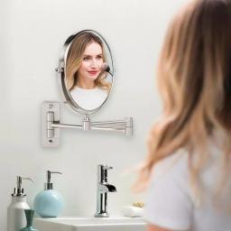 Ovente Wall Mounted Dual-Sided Makeup Mirror, 1x/10x Magnification, Brushed Nickel thumbnail 7