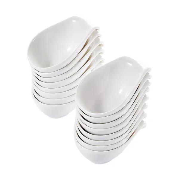 MALACASA 3.75 in. White Porcelain Ramekins Set of 16, Ceramic Souffle Dishes and Serving Bowls