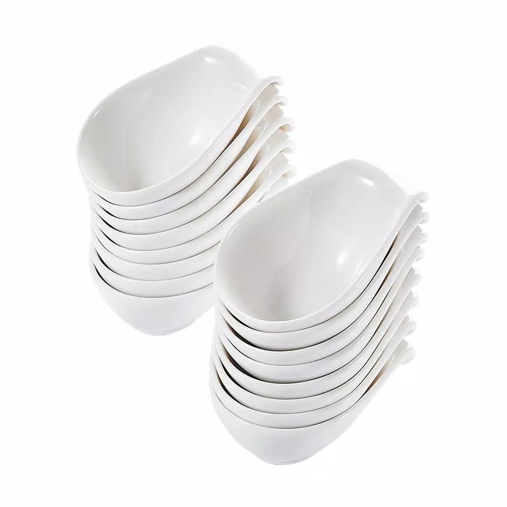MALACASA 3.75 in. White Porcelain Ramekins Set of 16, Ceramic Souffle Dishes and Serving Bowls