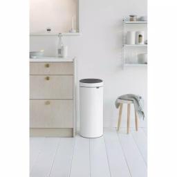 Brabantia 8 Gallon Touch Top Trash Can in White - Round Steel Kitchen Waste Bin thumbnail 4