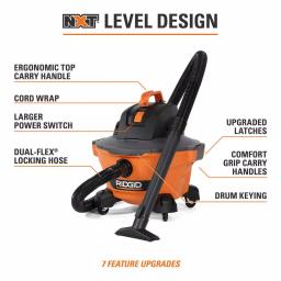 RIDGID 6 Gal. 3.5 Peak HP NXT Wet/Dry Shop Vacuum with Dual-Flex Hose and Accessories thumbnail 3