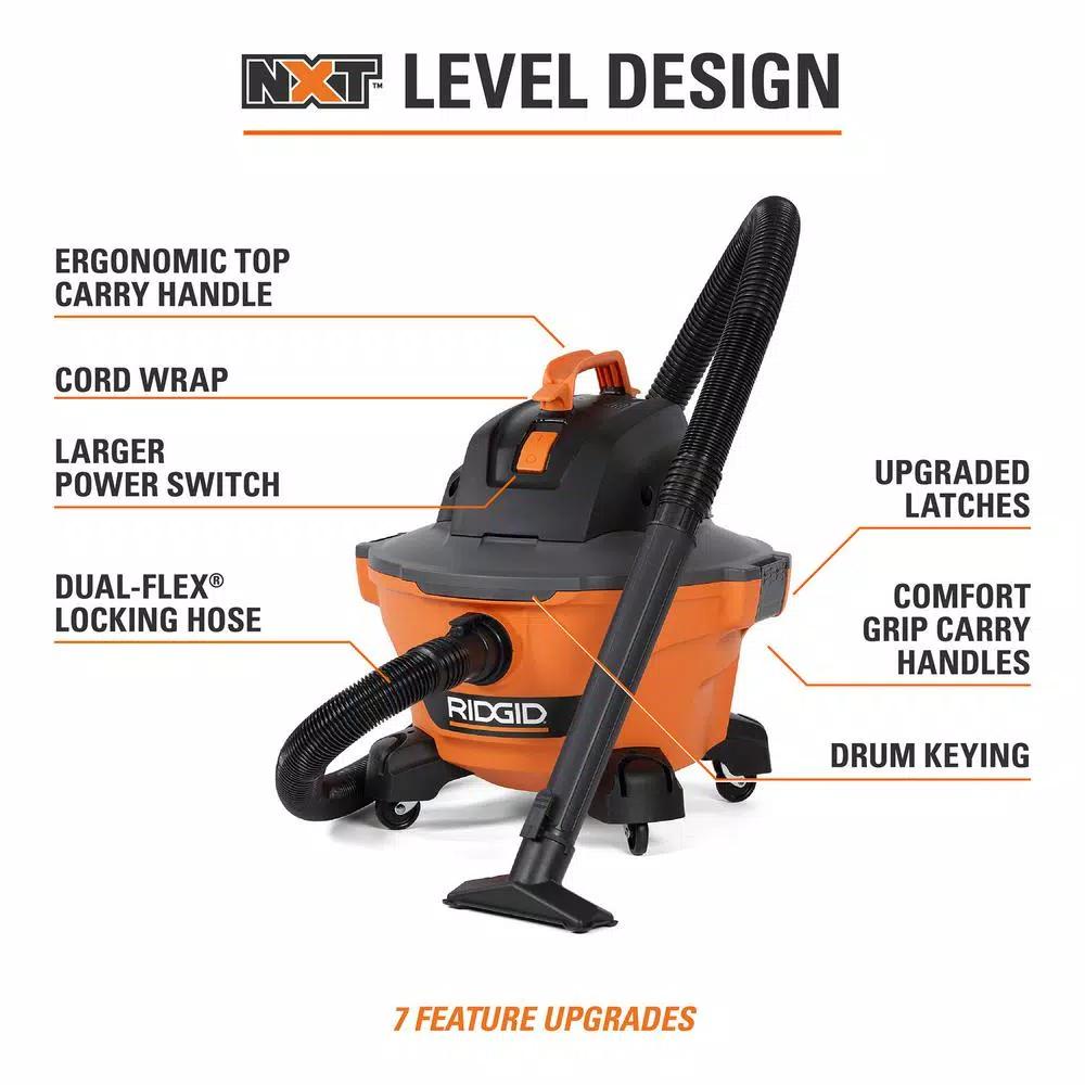 RIDGID 6 Gal. 3.5 Peak HP NXT Wet/Dry Shop Vacuum with Dual-Flex Hose and Accessories