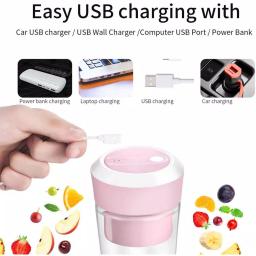 Geek Chef 10 oz. Portable Juicer Blender, Pink Personal Masticating Juicer with Magnetic Charging thumbnail 3