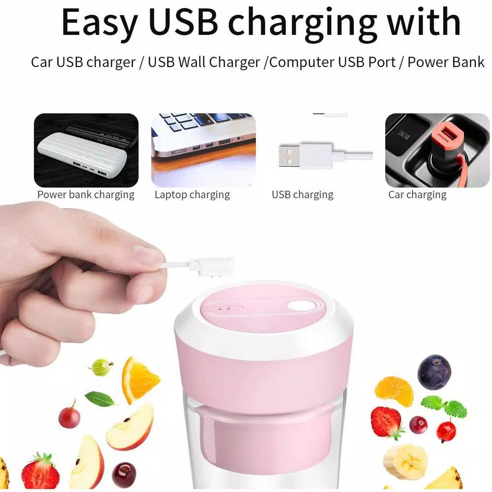 Geek Chef 10 oz. Portable Juicer Blender, Pink Personal Masticating Juicer with Magnetic Charging