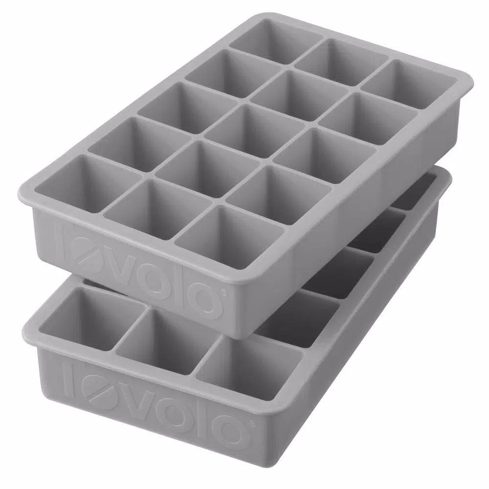 Spectrum Tovolo Perfect Cube Silicone Ice Mold Trays, 2-Piece Set, Oyster Gray