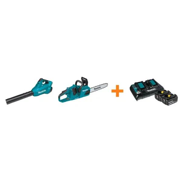 Makita 18V X2 LXT 36V Cordless Blower and 14 in. Chainsaw Combo Kit with (2) 5 Ah Batteries and Charger