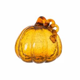 Glitzhome Amber Crackle Glass Pumpkin Set of 2, Handmade Indoor Tabletop Decor thumbnail 2
