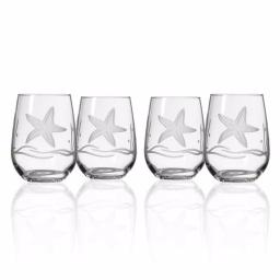 Rolf Glass Starfish 17 oz. Clear Stemless Wine Tumblers, Set of 4 thumbnail 1