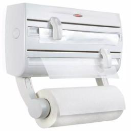 HOUSEHOLD ESSENTIALS Leifheit Wall Mount Paper Towel Holder with Spice Rack and Foil/Plastic Wrap Dispensers, White thumbnail 6