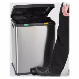 Safco 15 Gal. Stainless Steel Recycling Station - Dual Compartment Step Trash Can thumbnail 2