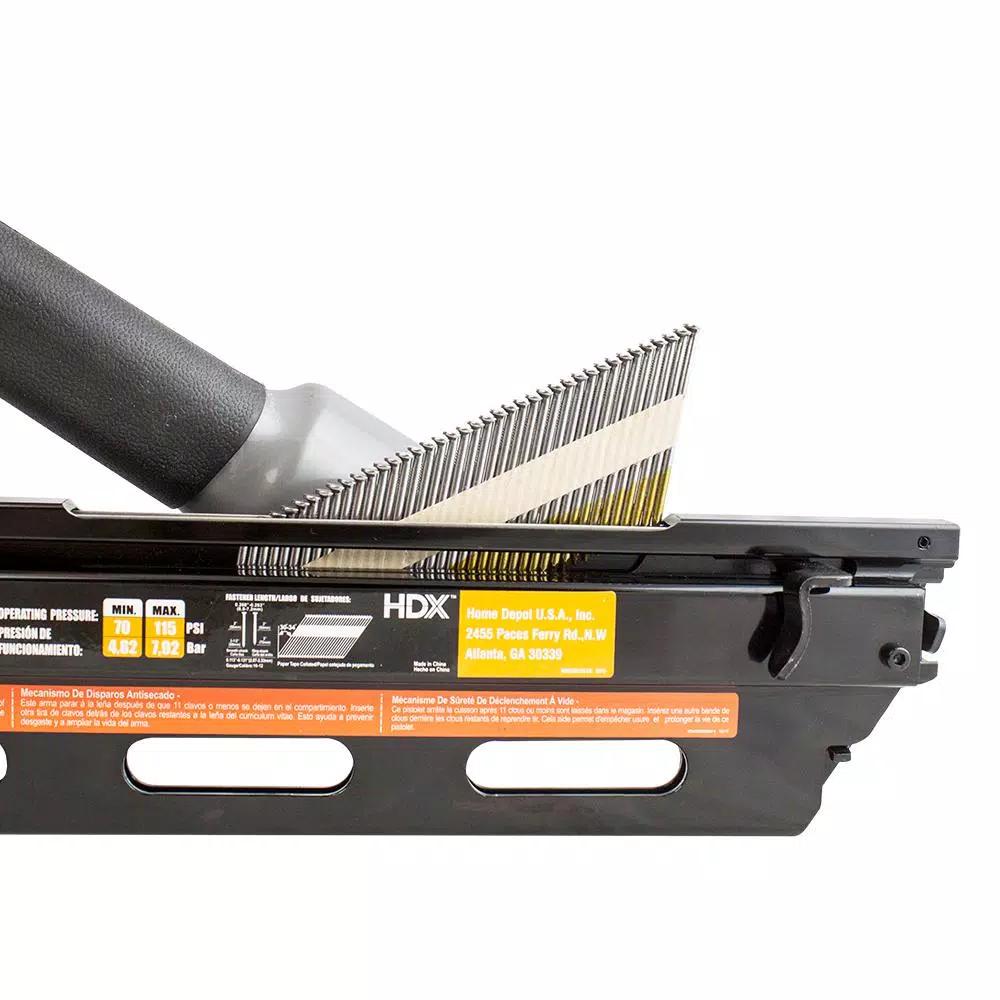 HDX 34° Corded Pneumatic Clipped Head Framing Nailer, 10 Gauge