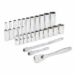 Milwaukee 1/4 in. Drive SAE & Metric Ratchet and Socket Mechanics Tool Set, 54-Piece thumbnail 7