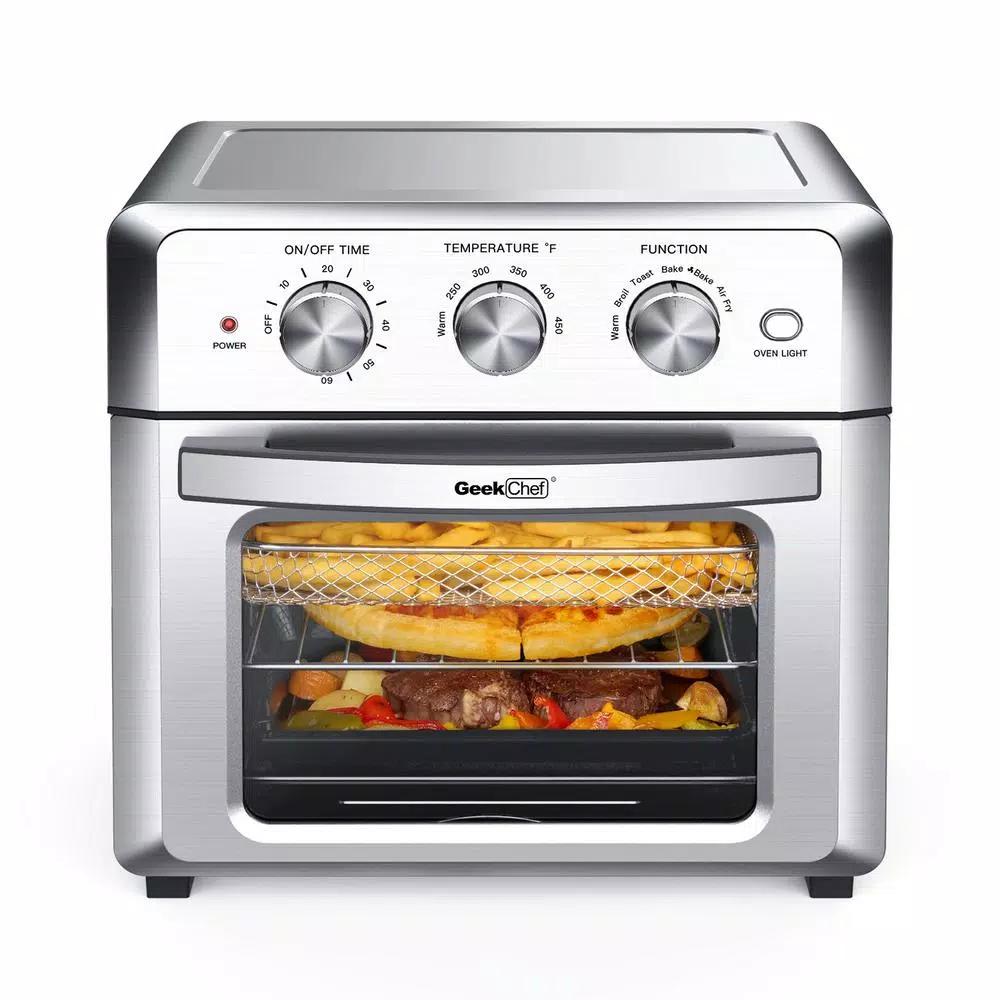 Boyel Living 19 Qt. Silver Stainless Steel Air Fryer Toaster Oven with 1500W Power, Roast, Bake, Broil & Reheat