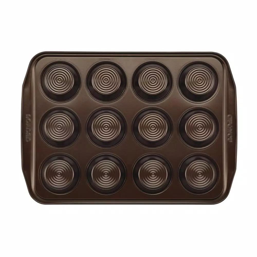 Circulon 12-Cup Nonstick Muffin and Cupcake Pan, Chocolate Brown
