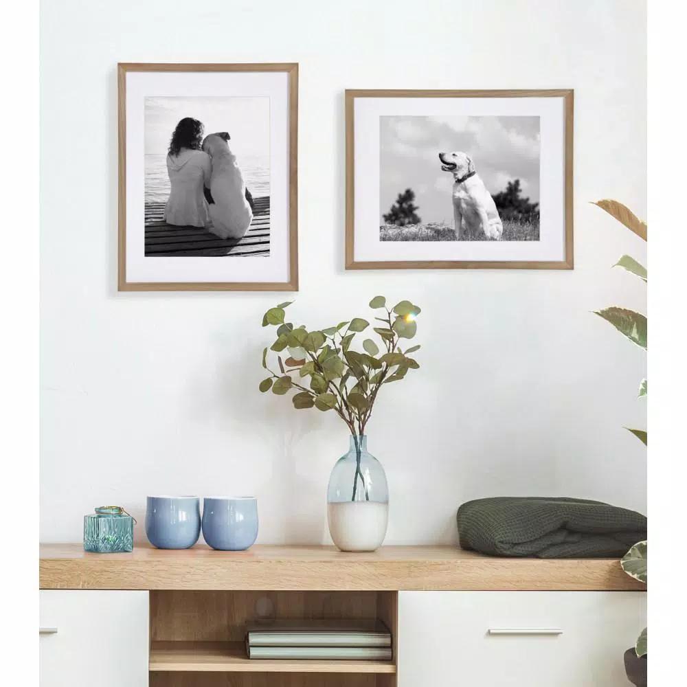 DesignOvation Design Ovation Gallery Wood Picture Frame Set, Rustic Brown, Set of 2 (Matted to 11x14 in.)